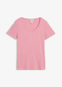 New Camiseta henley con algodón orgánico puro Mujer Básicos|Camisetas