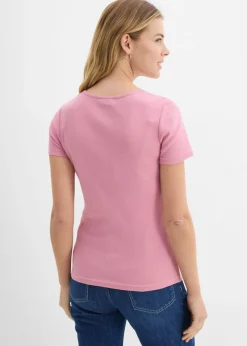 New Camiseta henley con algodón orgánico puro Mujer Básicos|Camisetas