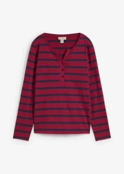 Best Camiseta henley de algodón orgánico puro Mujer Básicos|Camisetas