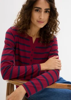 Best Camiseta henley de algodón orgánico puro Mujer Básicos|Camisetas