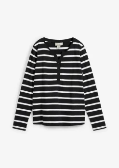 Outlet Camiseta henley de algodón orgánico puro Mujer Básicos|Camisetas