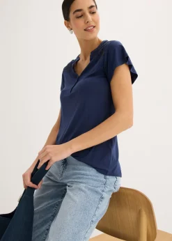 Discount Camiseta henley de mezcla de viscosa Mujer Camisetas