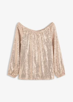 Best Camiseta holgada con escote bañera y lentejuelas Mujer Camisetas