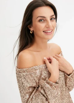 Best Camiseta holgada con escote bañera y lentejuelas Mujer Camisetas