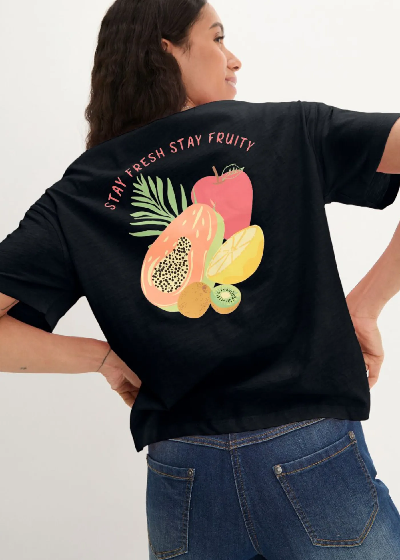 Sale Camiseta holgada con estampado Mujer Básicos|Camisetas