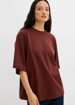 Clearance Camiseta holgada de algodón orgánico puro con mangas anchas Mujer Esenciales|Camisetas