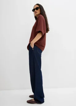 Clearance Camiseta holgada de algodón orgánico puro con mangas anchas Mujer Esenciales|Camisetas