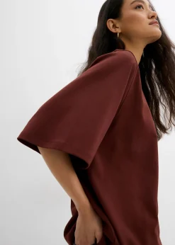 Clearance Camiseta holgada de algodón orgánico puro con mangas anchas Mujer Esenciales|Camisetas