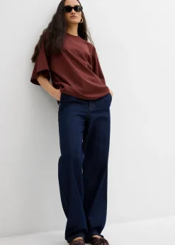 Clearance Camiseta holgada de algodón orgánico puro con mangas anchas Mujer Esenciales|Camisetas