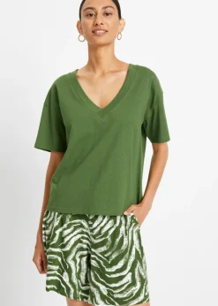 New Camiseta holgada de algodón orgánico puro Mujer Camisetas