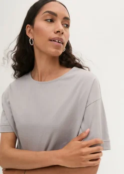 Clearance Camiseta holgada de algodón con aberturas laterales Mujer Camisetas