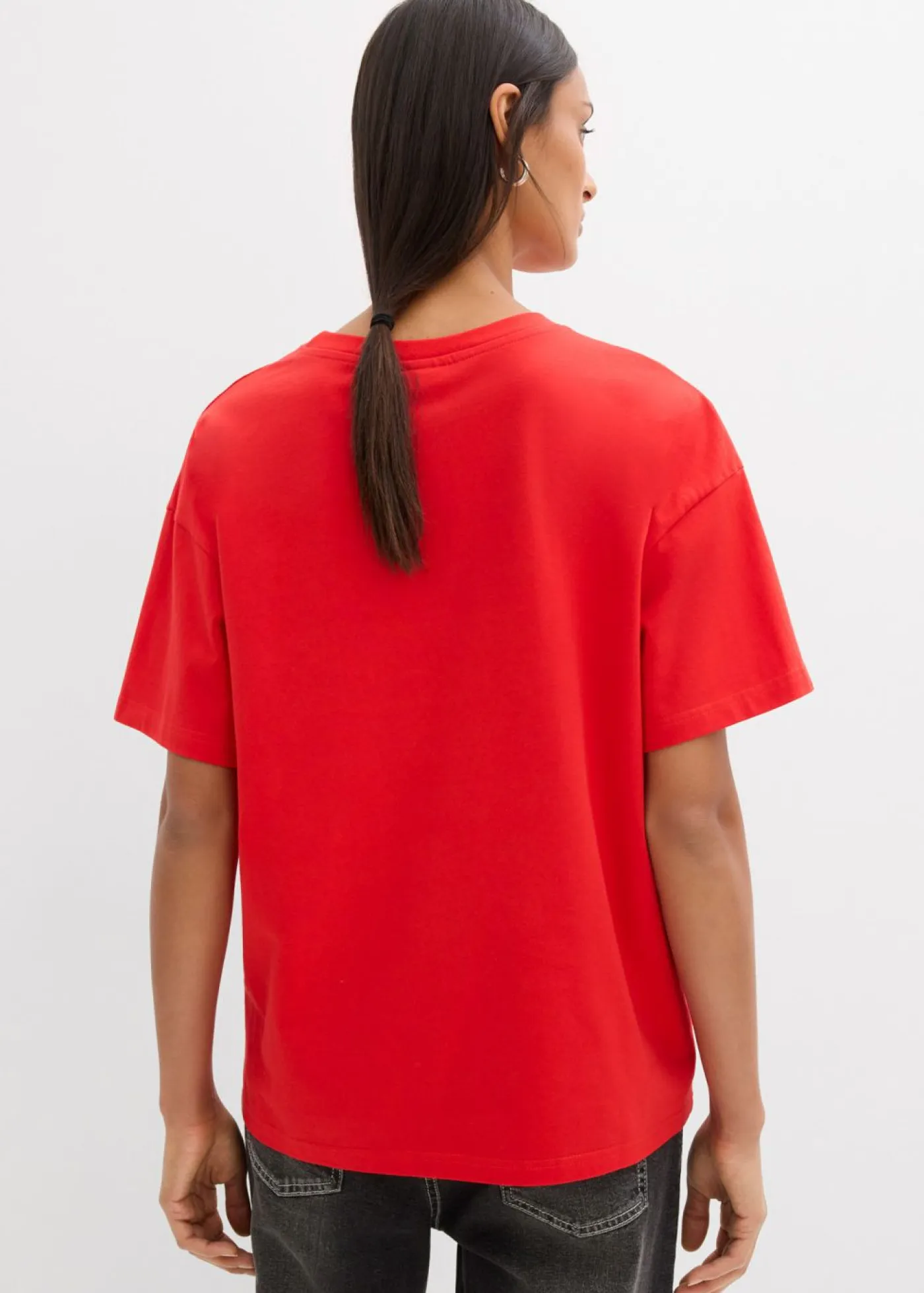 Outlet Camiseta holgada de mezcla de algodón orgánico elástico Mujer Camisetas