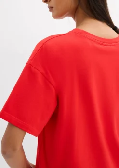 Outlet Camiseta holgada de mezcla de algodón orgánico elástico Mujer Camisetas