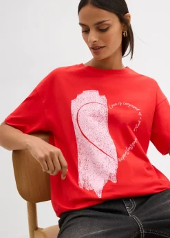 Outlet Camiseta holgada de mezcla de algodón orgánico elástico Mujer Camisetas