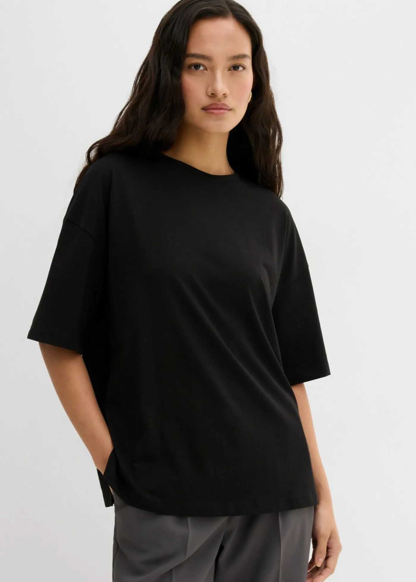 New Camiseta holgada de mezcla de algodón Mujer Esenciales|Camisetas