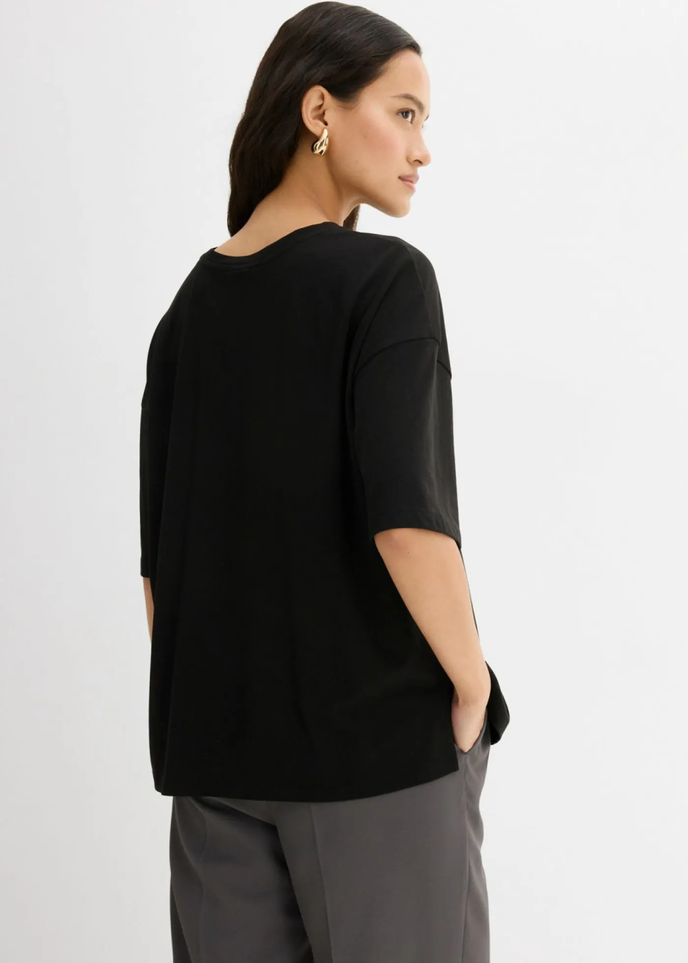 New Camiseta holgada de mezcla de algodón Mujer Esenciales|Camisetas