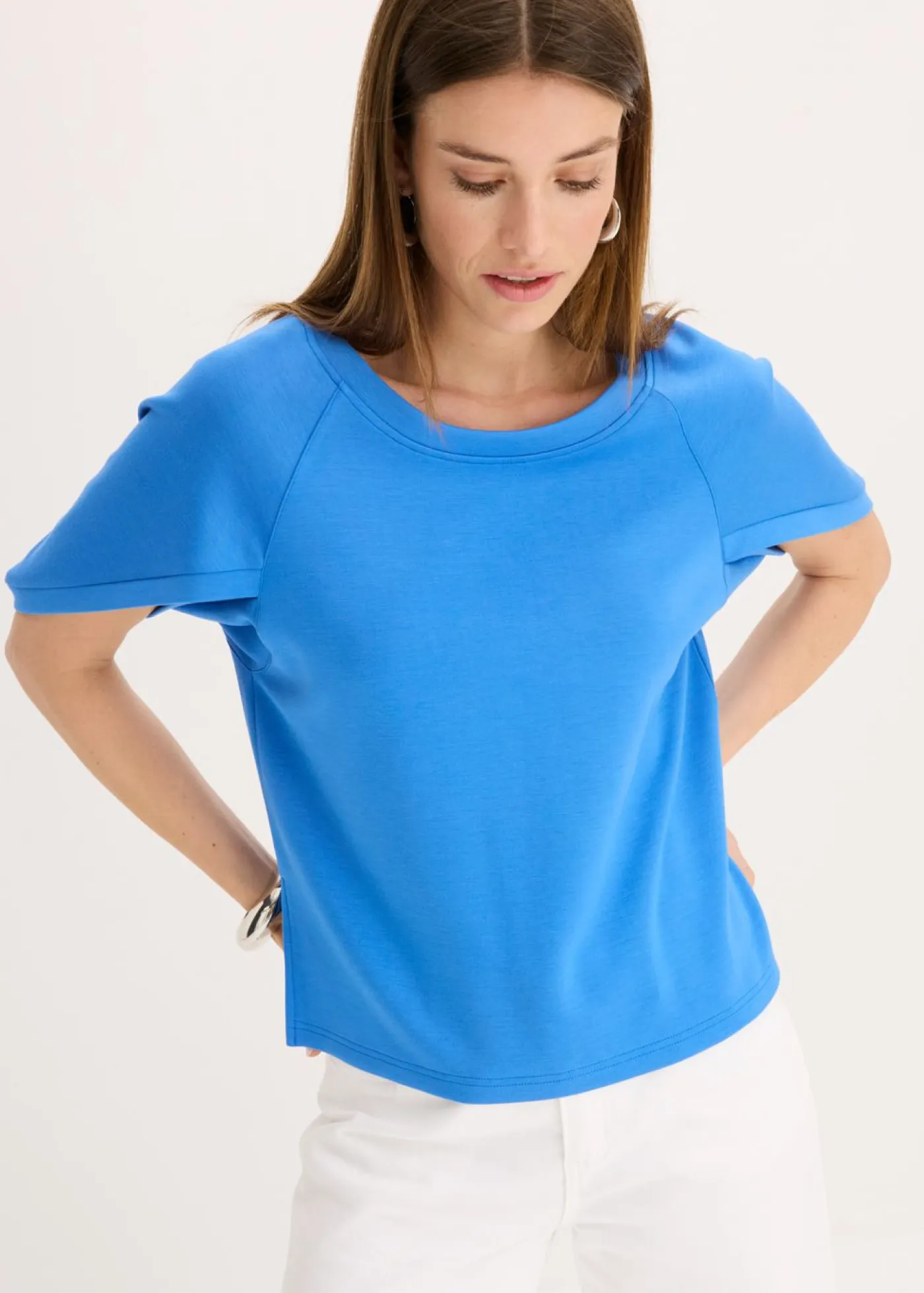 New Camiseta holgada de mezcla de viscosa fluida Mujer Esenciales|Camisetas
