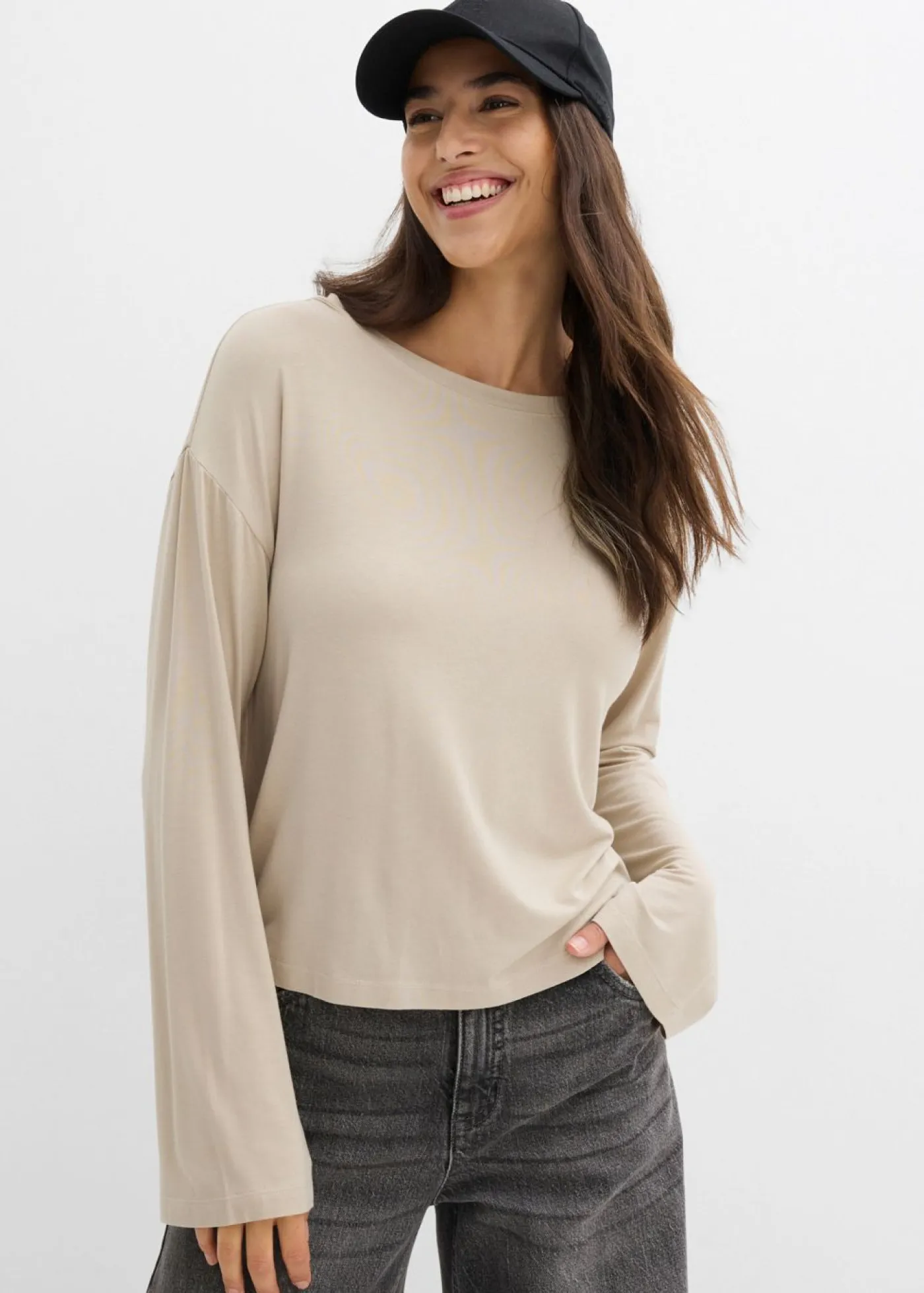 Online Camiseta holgada de mezcla fluida de viscosa y elastano Mujer Camisetas