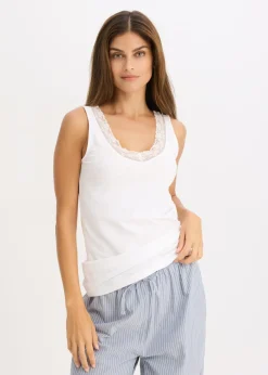 Outlet Camiseta interior de algodón orgánico y encaje (2 unidades) Mujer Ropa Interior De Algodón
