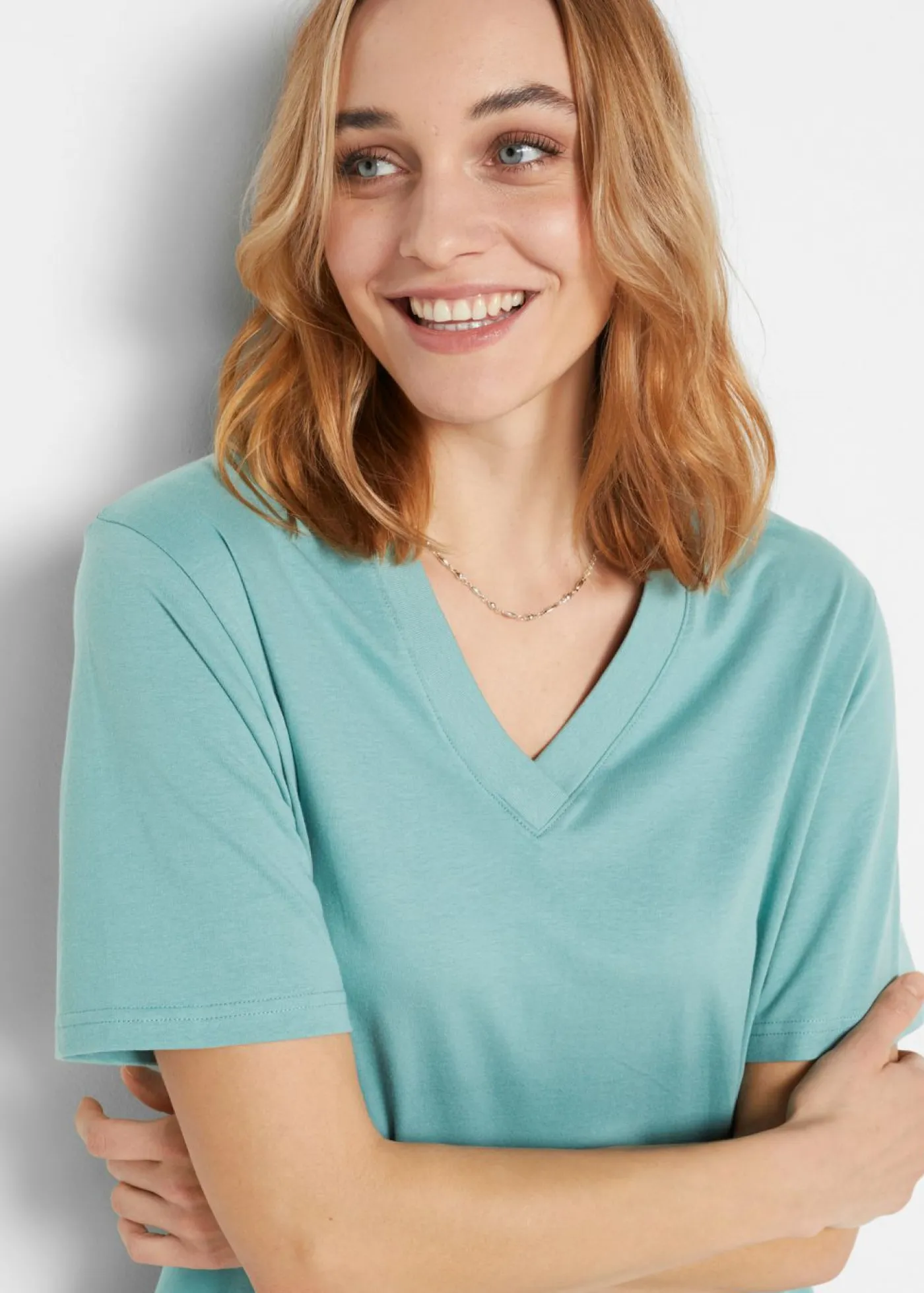 Best Camiseta larga ancha con cuello en V, manga corta (5 unidades) Mujer Básicos|Camisetas
