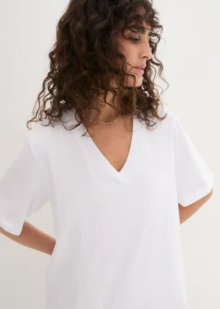 Best Camiseta larga ancha con cuello en V, manga corta (5 unidades) Mujer Básicos|Camisetas