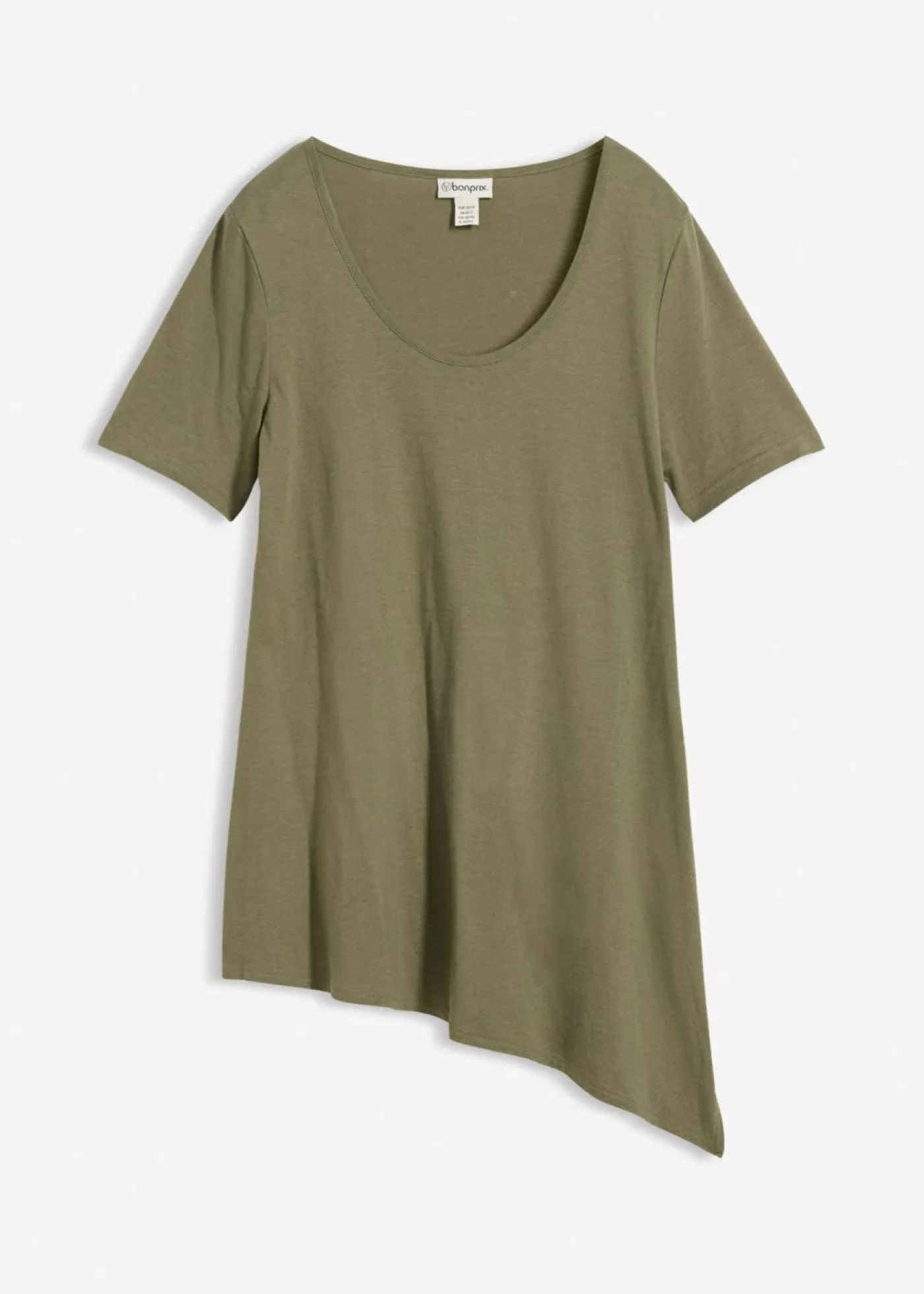Best Camiseta larga asimétrica de mezcla de algodón y viscosa Mujer Camisetas|Novedades