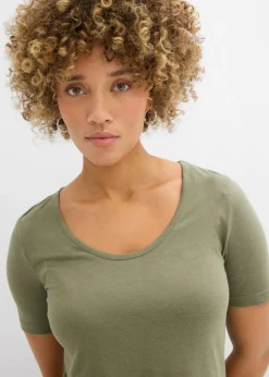 Best Camiseta larga asimétrica de mezcla de algodón y viscosa Mujer Camisetas|Novedades