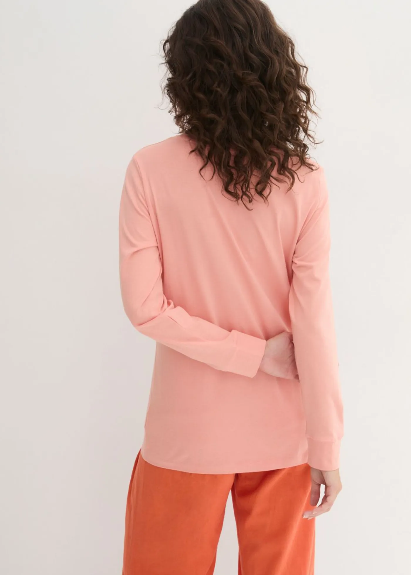 Camiseta larga con cuello redondo, manga larga (5 unidades) Mujer Básicos|Camisetas
