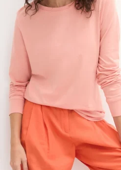 Camiseta larga con cuello redondo, manga larga (5 unidades) Mujer Básicos|Camisetas