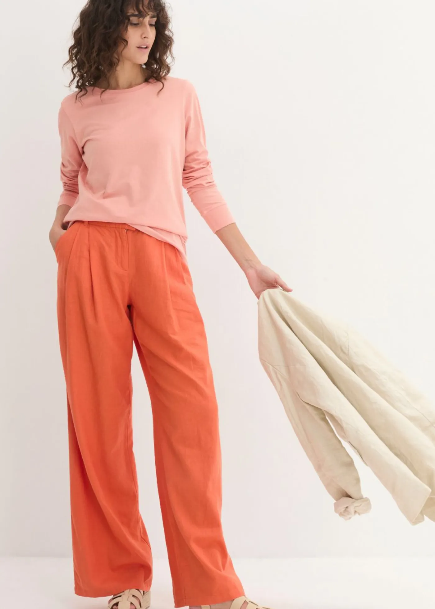 Camiseta larga con cuello redondo, manga larga (5 unidades) Mujer Básicos|Camisetas