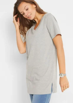 Sale Camiseta larga con escote en V (2 unidades) Mujer Básicos|Camisetas