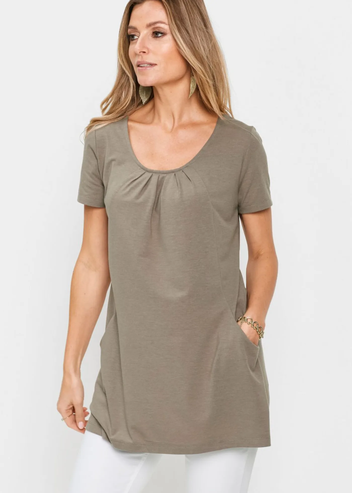 Outlet Camiseta larga con viscosa Mujer Camisetas