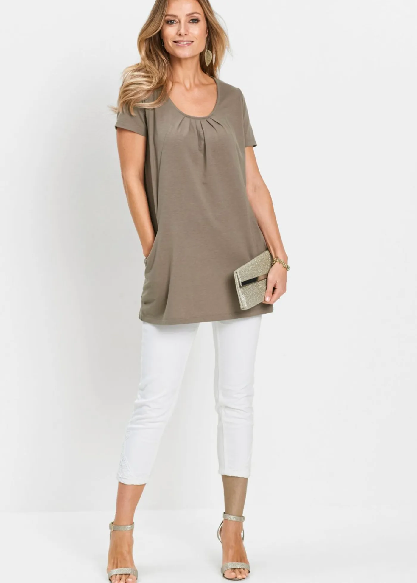 Outlet Camiseta larga con viscosa Mujer Camisetas