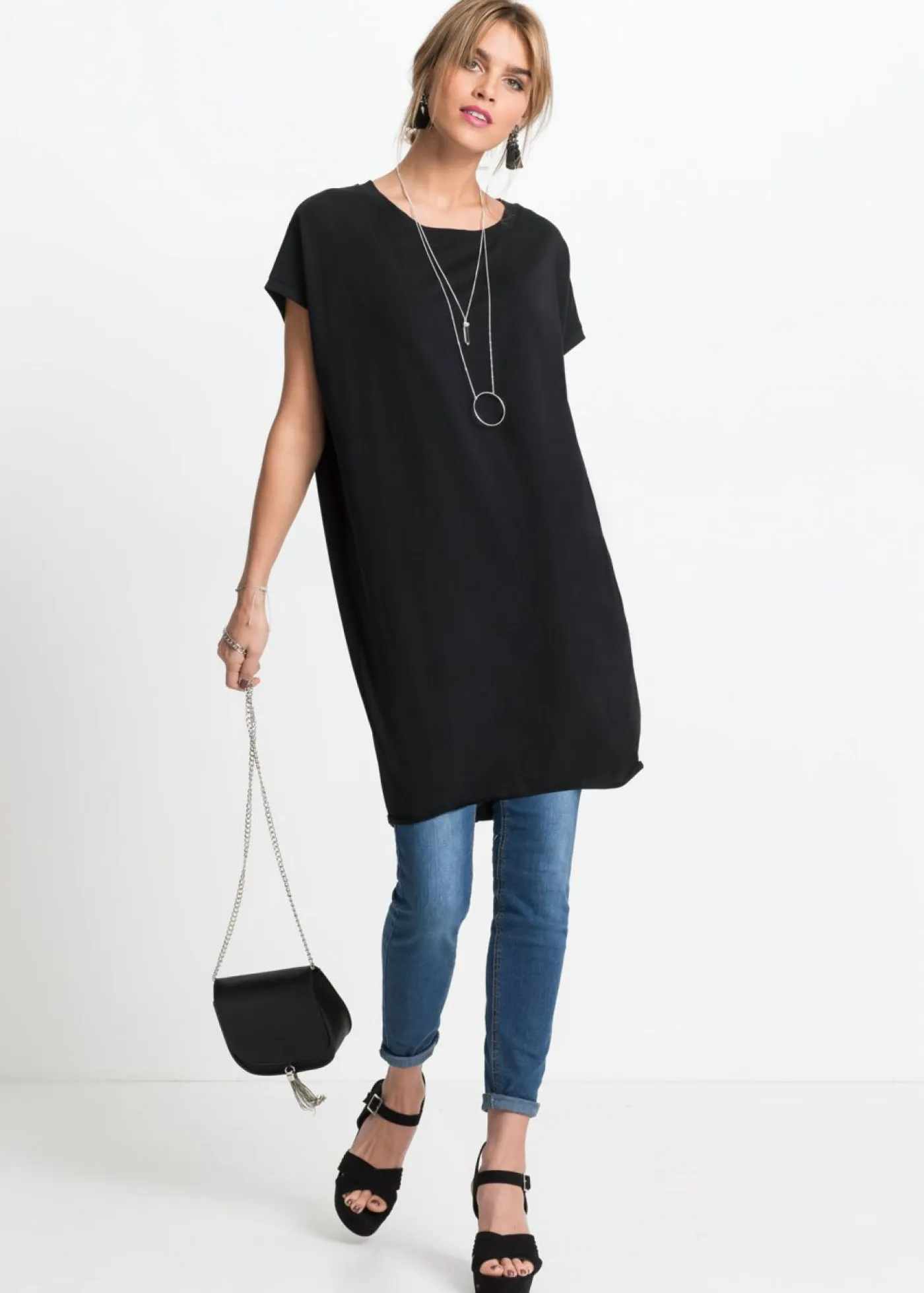 Outlet Camiseta larga de algodón puro Mujer Camisetas