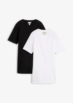 Online Camiseta larga de algodón orgánico puro (2 unidades) Mujer Básicos|Camisetas