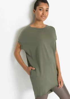 Outlet Camiseta larga de algodón puro Mujer Camisetas