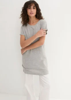 Hot Camiseta larga de algodón puro Mujer Básicos|Camisetas