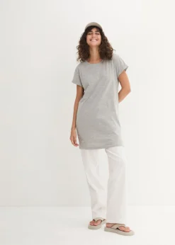 Hot Camiseta larga de algodón puro Mujer Básicos|Camisetas