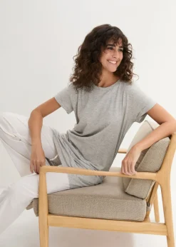 Hot Camiseta larga de algodón puro Mujer Básicos|Camisetas