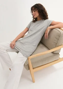 Hot Camiseta larga de algodón puro Mujer Básicos|Camisetas