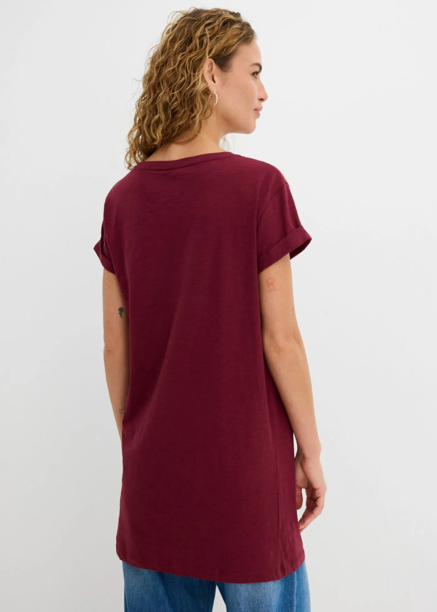 New Camiseta larga de algodón puro Mujer Básicos|Camisetas