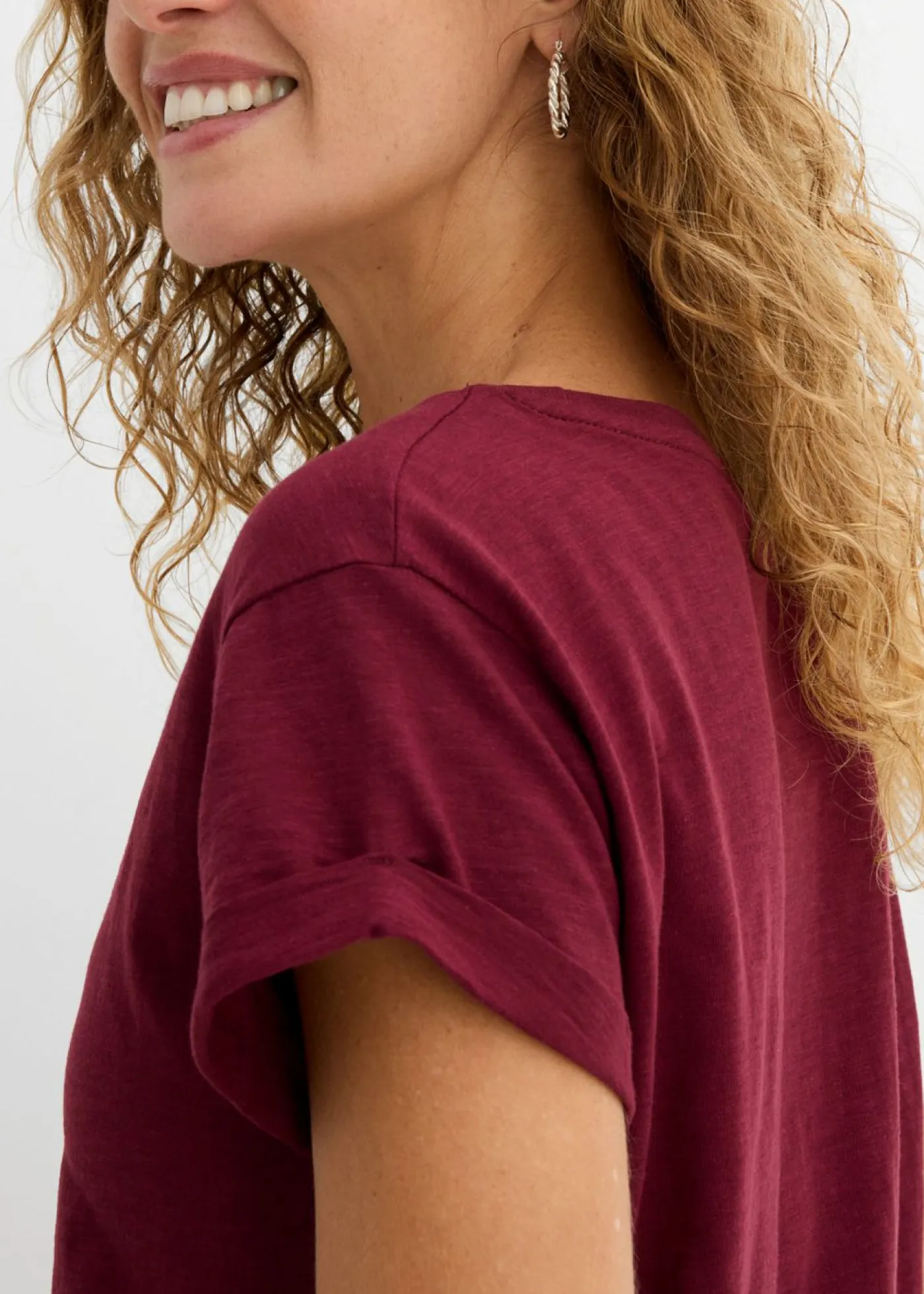 New Camiseta larga de algodón puro Mujer Básicos|Camisetas