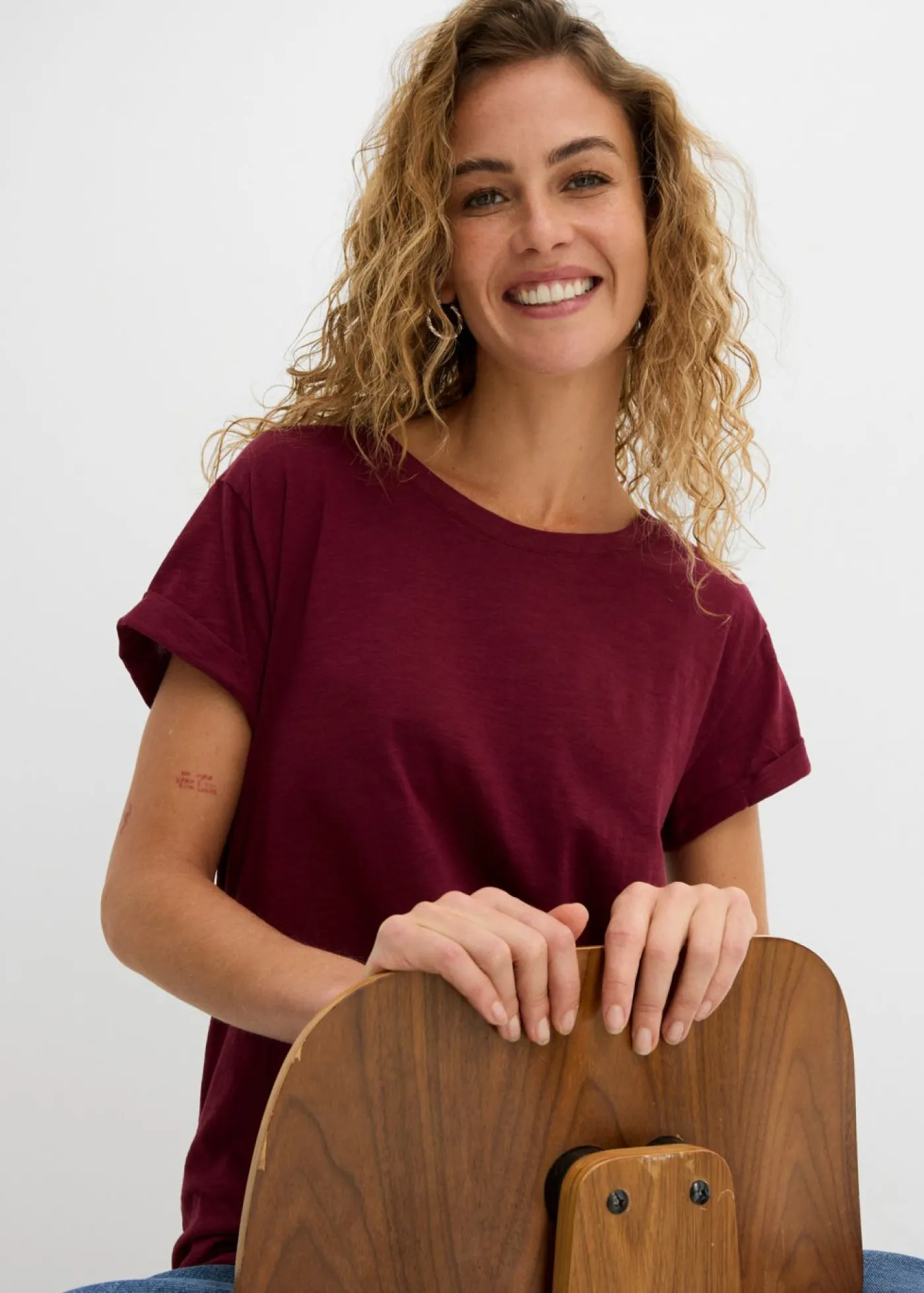 New Camiseta larga de algodón puro Mujer Básicos|Camisetas