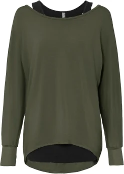 Sale Camiseta larga de mezcla de viscosa Mujer Camisetas