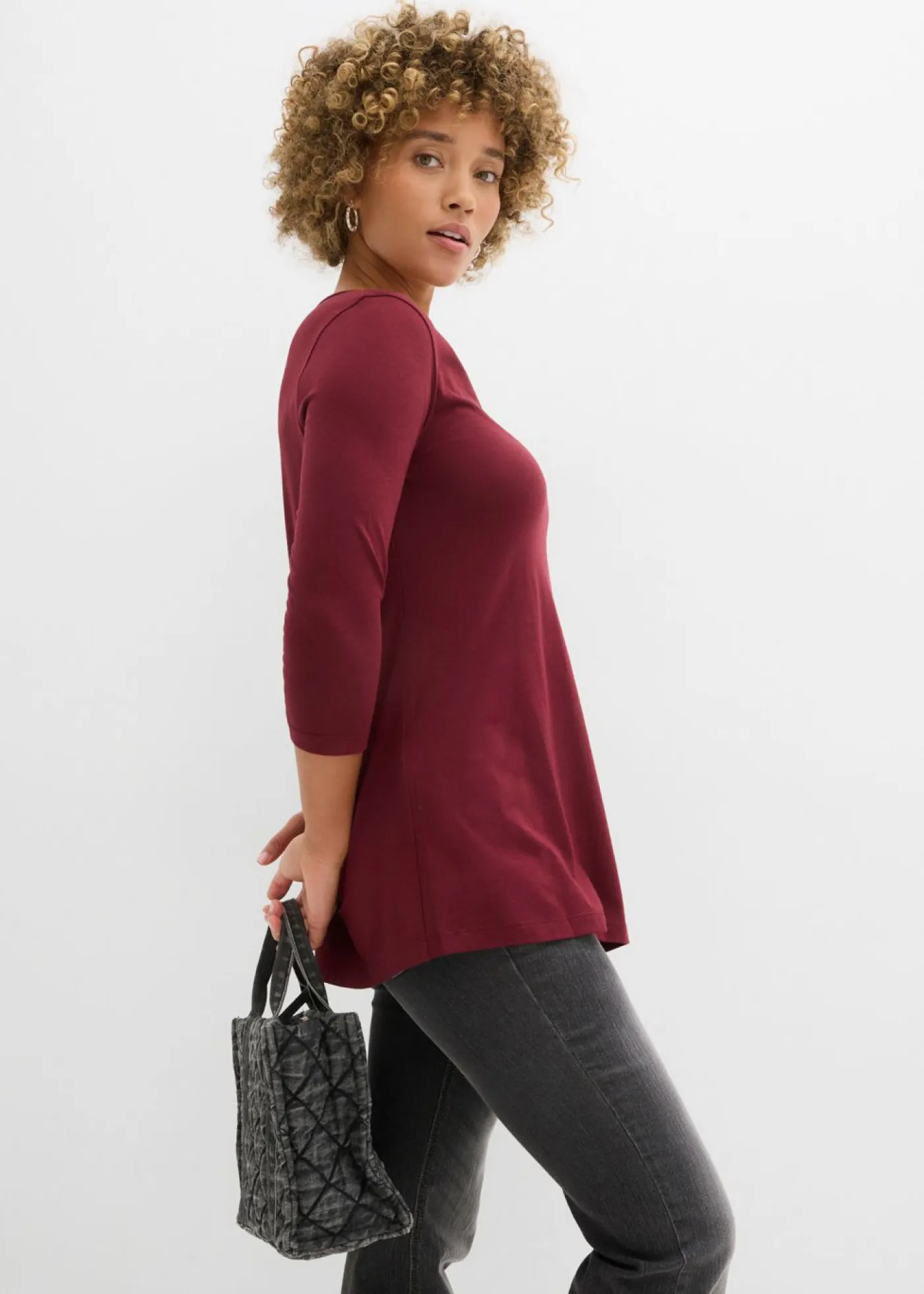 Clearance Camiseta larga de mezcla de viscosa y algodón Mujer Camisetas|Novedades
