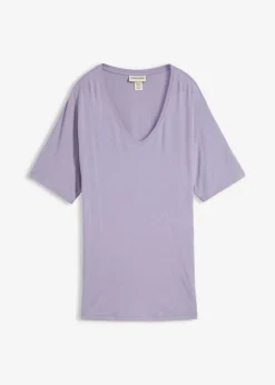 Sale Camiseta larga de mezcla de viscosa sostenible Mujer Camisetas|Novedades