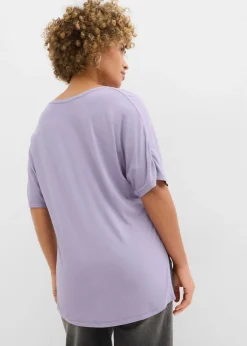 Sale Camiseta larga de mezcla de viscosa sostenible Mujer Camisetas|Novedades