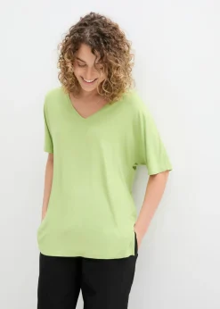 Best Camiseta larga de mezcla de viscosa sostenible Mujer Camisetas|Novedades