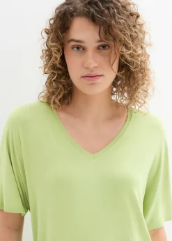 Best Camiseta larga de mezcla de viscosa sostenible Mujer Camisetas|Novedades