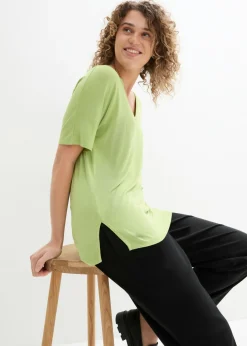 Best Camiseta larga de mezcla de viscosa sostenible Mujer Camisetas|Novedades